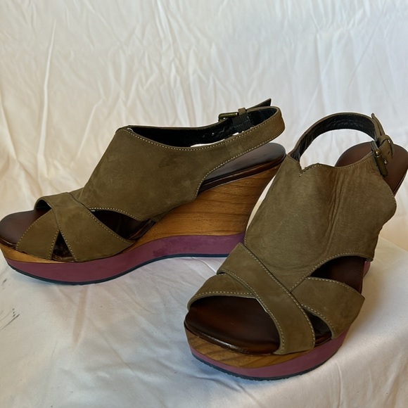 Audley London Stacked Open Toe Platform Wedge Sandals Women's size 6/37 - Picture 6 of 7